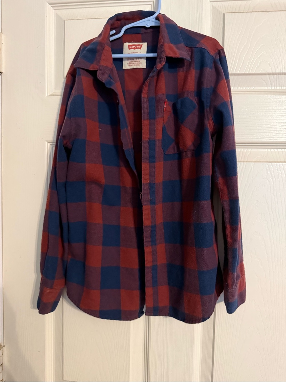 Levi's Boys Red & Navy Buffalo Check Flannel Shirt